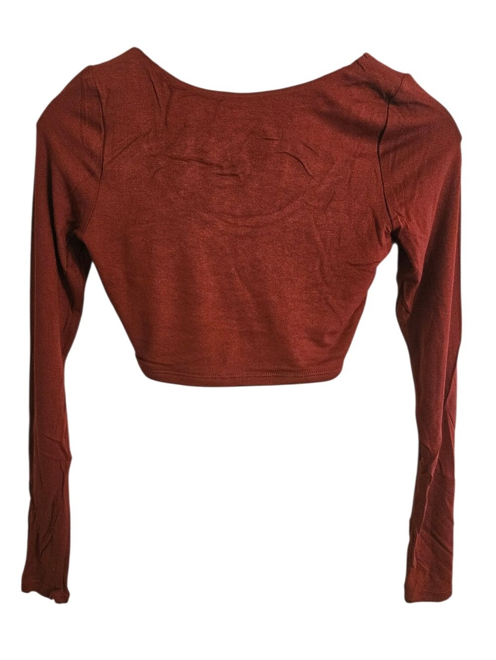 Naked Wardrobe Long Sleeve Crop Top Burgundy Sz M New - Picture 5 of 7